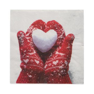 Servetter, 3-lagers 1/4-vikt 33 cm x 33 cm "Mittens in the Snow"