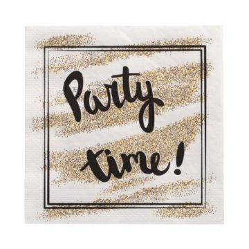 Servetter, 3-lagers 1/4-vikt 33 cm x 33 cm "Party Time"