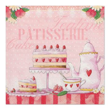 Servetter, 3-lagers 1/4-vikt 33 cm x 33 cm "Patisserie"