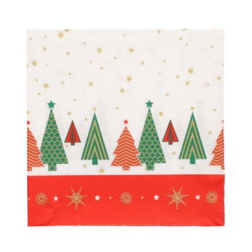 Servetter, 3-lagers 1/4-vikt 33 cm x 33 cm "Plain Christmas Trees"