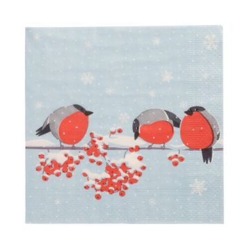 Servetter, 3-lagers 1/4-vikt 33 cm x 33 cm "Red Gorded Birds"