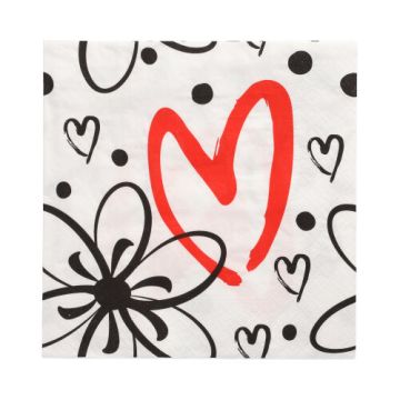 Servetter, 3-lagers 1/4-vikt 33 cm x 33 cm "Red Heart"