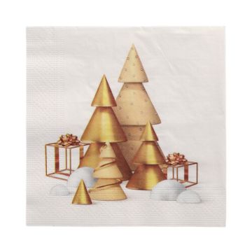 Servetter, 3-lagers 1/4-vikt 33 cm x 33 cm "Scene de Noel"