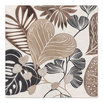 Servetter, 3-lagers 1/4-vikt 33 cm x 33 cm "Silky Fronds"