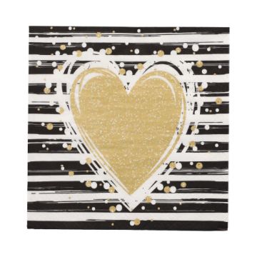 Servetter, 3-lagers 1/4-vikt 33 cm x 33 cm "Sparkling Heart"