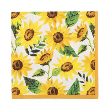 Servetter, 3-lagers 1/4-vikt 33 cm x 33 cm "Sunflowers"