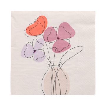 Servetter, 3-lagers 1/4-vikt 33 cm x 33 cm "Vase of Flowers"