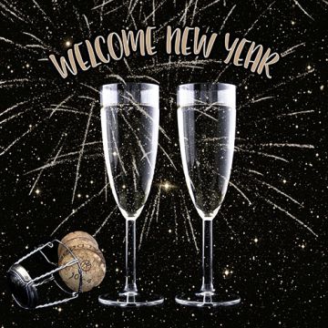 Servetter, 3-lagers 1/4-vikt 33 cm x 33 cm "Welcome New Year"