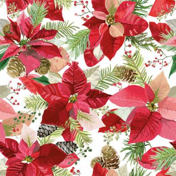 Servetter, 3-lagers 1/4-vikt 33 cm x 33 cm "Winter Poinsettia"
