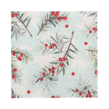 Servetter, 3-lagers 1/4-vikt 33 cm x 33 cm "Yew Branches"