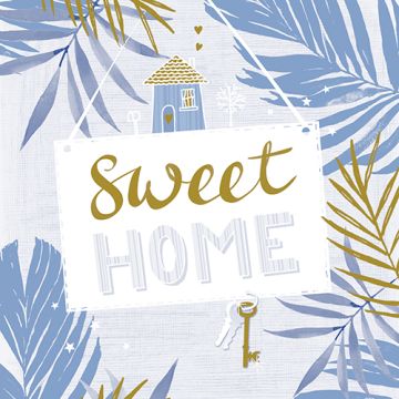 Servetter, 3-lagers 1/4-vikt 33 cm x 33 cm blå "Sweet Home"