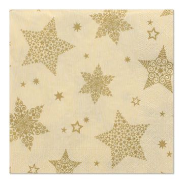 Servetter, 3-lagers 1/4-vikt 33 cm x 33 cm creme "Christmas Shine"