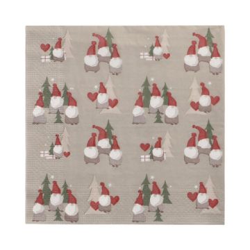 Servetter, 3-lagers 1/4-vikt 33 cm x 33 cm "Tomte"