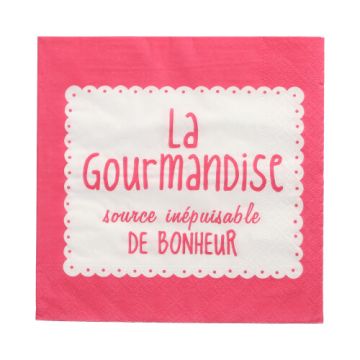 Servetter, 3-lagers 1/4-vikt 33 cm x 33 cm fuchsia "La Gourmandise"