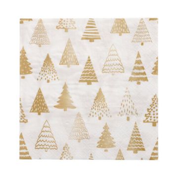 Servetter, 3-lagers 1/4-vikt 33 cm x 33 cm guld "Pine Forest"