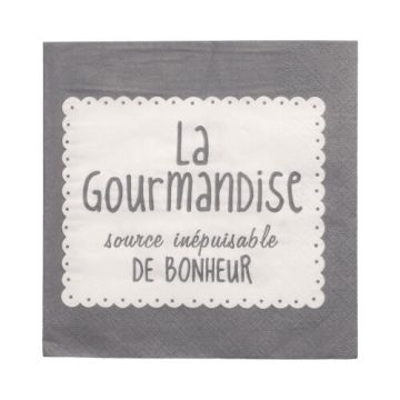 Servetter, 3-lagers 1/4-vikt 33 cm x 33 cm grå "La Gourmandise"