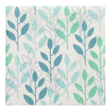 Servetter, 3-lagers 1/4-vikt 33 cm x 33 cm blå "Branches"