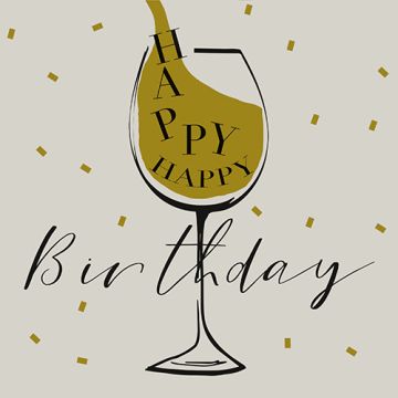 Servetter, 3-lagers 1/4-vikt 33 cm x 33 cm ljusgrå "Happy Birthday"
