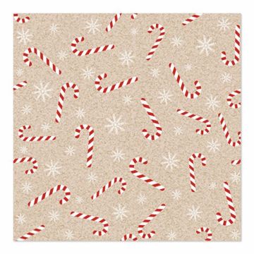 Servetter, 3-lagers 1/4-vikt 33 cm x 33 cm natur "Candy Canes" av återvunnet papper