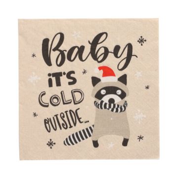 Servetter, 3-lagers 1/4-vikt 33 cm x 33 cm natur "It´s cold outside" av återvunnet papper