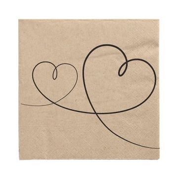 Servetter, 3-lagers 1/4-vikt 33 cm x 33 cm natur "Love" av återvunnet papper