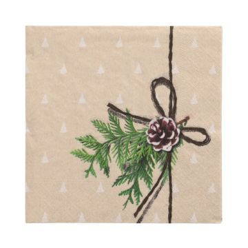 Servetter, 3-lagers 1/4-vikt 33 cm x 33 cm natur "Simply Natural" av återvunnet papper