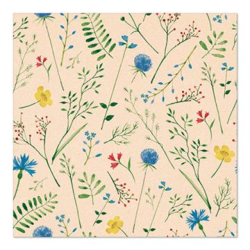 Servetter, 3-lagers 1/4-vikt 33 cm x 33 cm natur "Sommaräng" av återvunnet papper