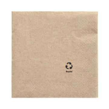 Servetter, 3-lagers 1/4-vikt 33 cm x 33 cm natur av återvunnet papper