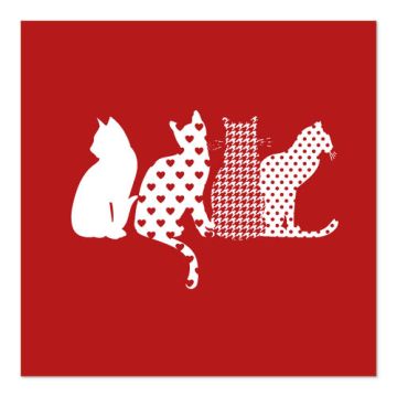 Servetter, 3-lagers 1/4-vikt 33 cm x 33 cm röd "Cats"