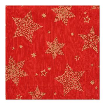 Servetter, 3-lagers 1/4-vikt 33 cm x 33 cm röd "Christmas Shine"
