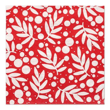 Servetter, 3-lagers 1/4-vikt 33 cm x 33 cm röd "Holly"