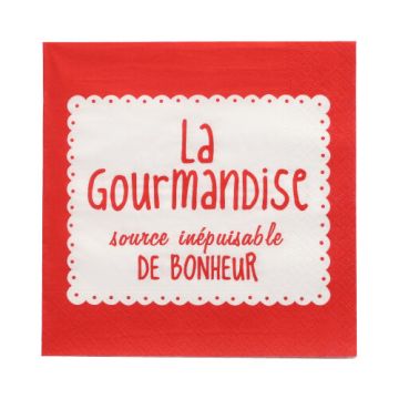 Servetter, 3-lagers 1/4-vikt 33 cm x 33 cm röd "La Gourmandise"