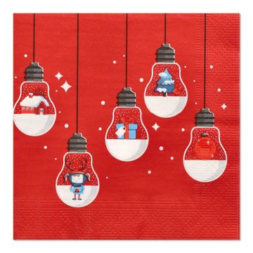 Servetter, 3-lagers 1/4-vikt 33 cm x 33 cm röd "Lighting"