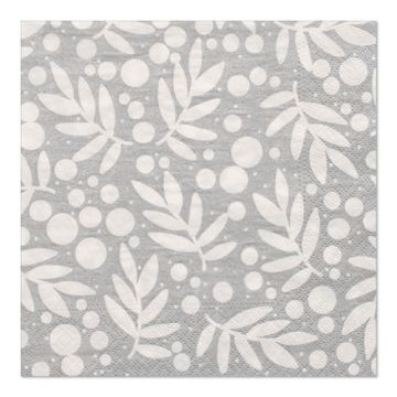 Servetter, 3-lagers 1/4-vikt 33 cm x 33 cm silver "Holly"