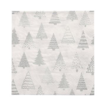 Servetter, 3-lagers 1/4-vikt 33 cm x 33 cm silver "Pine Forest"