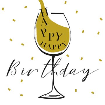 Servetter, 3-lagers 1/4-vikt 33 cm x 33 cm vit "Happy Birthday"