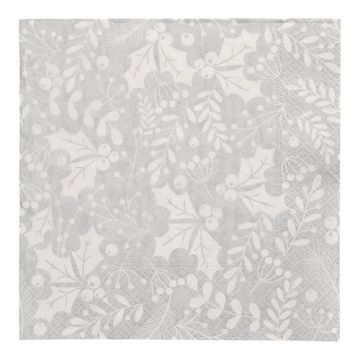 Servetter, 3-lagers 1/4-vikt 40 cm x 40 cm silver "Houx et Gui"