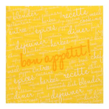 Servetter, 3-lagers 1/4-vikt 40 cm x 40 cm gul "Table Pleasures"