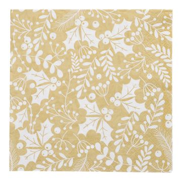 Servetter, 3-lagers 1/4-vikt 40 cm x 40 cm guld "Houx et Gui"