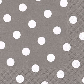 Servett, 3-lags 1/4-vikt 40 cm x 40 cm grå "Dots"