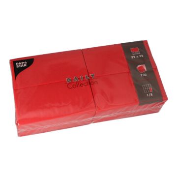 Servetter "DAILY Collection" 1/8-vikt 32 cm x 32 cm röd