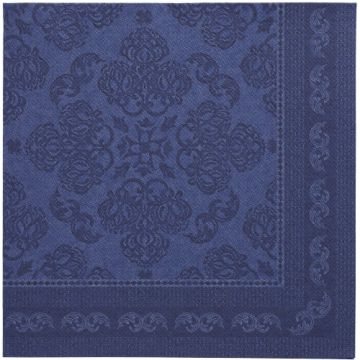 Servetter "ROYAL Collection" 1/4-vikt 40 cm x 40 cm mörkblå "Arabesque"