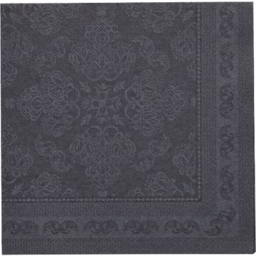 Servetter "ROYAL Collection" 1/4-vikt 40 cm x 40 cm svart "Arabesque"