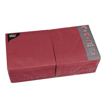 Servett, 3-lags 1/4-vikt 33 cm x 33 cm vinröd