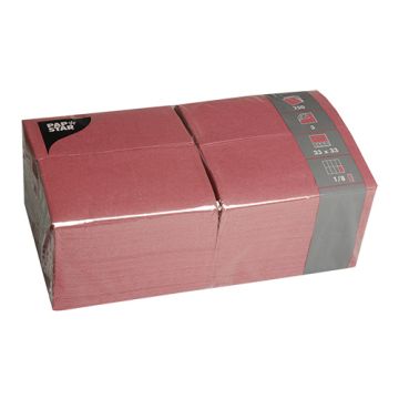 Servett, 3-lags 1/8-vikt 33 cm x 33 cm vinröd