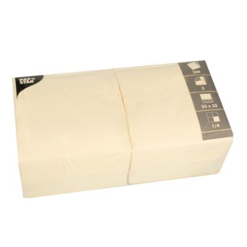 Servett, 3-lags 1/4-vikt 33 cm x 33 cm creme
