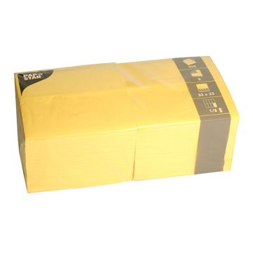 Servett, 3-lags 1/8-vikt 33 cm x 33 cm gul