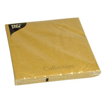 Servett, 3-lags 1/4-vikt 40 cm x 40 cm guld