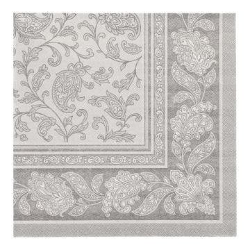 Servetter "ROYAL Collection" 1/4-vikt 40 cm x 40 cm grå "Ornaments"