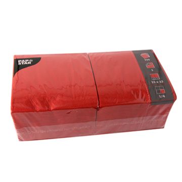 Servett, 3-lags 1/4-vikt 33 cm x 33 cm röd